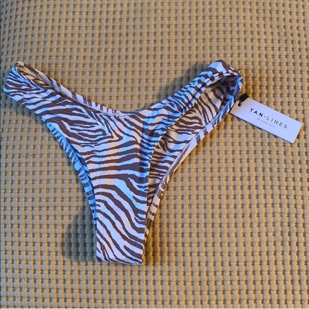 NWT! Tan+Lines brown and white zebra bathing suit bottoms